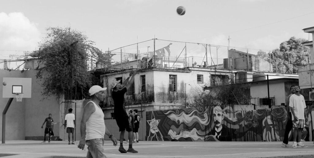 Playing Basketball in a Havana Neighborhood